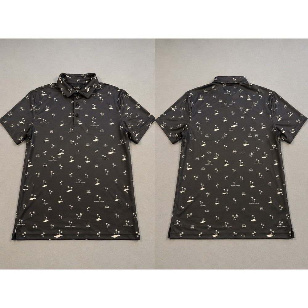 Snake Eyes Shirt Men's MEDIUM  AOP GOLF CART PALM TREES Performance Golf Polo